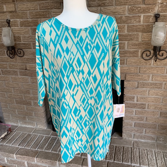 LuLaRoe Tops - NWT Luluroe Irma Hi Low Tunic Top Teal Blue/Cream